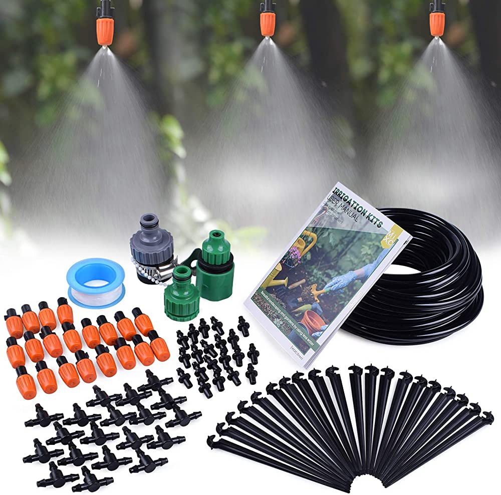 MIXC 1/4-inch Mist Irrigation Kits Accessories Plant Watering System with 50ft 1/4” Blank Distr... | Amazon (US)