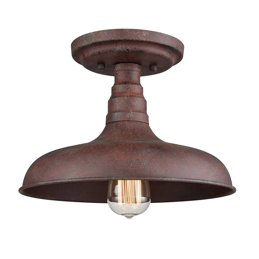 DANSEER Lighting Vintage Retro Rustic Metal Barn Semi Flush Mount Ceiling Light Rust Finish | Amazon (US)