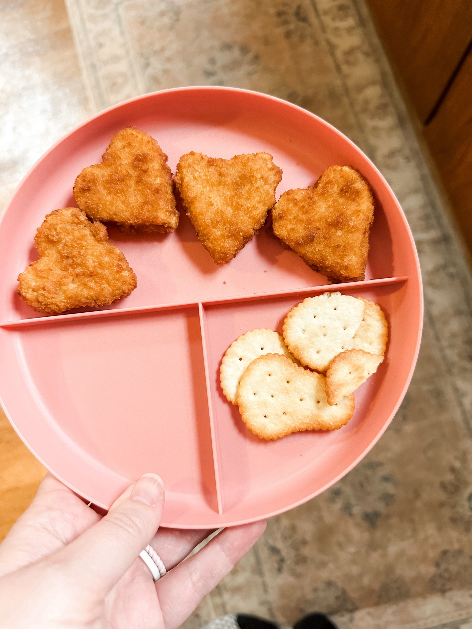 heart nuggets (tyson’s nuggets of love chicken nuggets) on our favorite lunch plates - these plastic plates from pillowfort at target are the perfect size for my toddlers - we love them for both lunch & dinner!

#LTKkids #LTKhome #LTKMostLoved