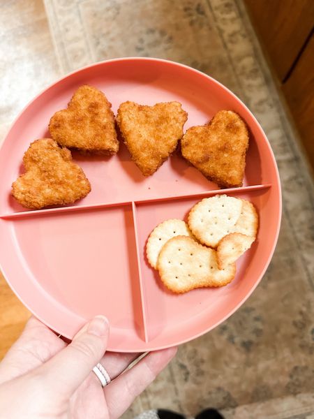 heart nuggets (tyson’s nuggets of love chicken nuggets) on our favorite lunch plates - these plastic plates from pillowfort at target are the perfect size for my toddlers - we love them for both lunch & dinner!

#LTKkids #LTKhome #LTKMostLoved