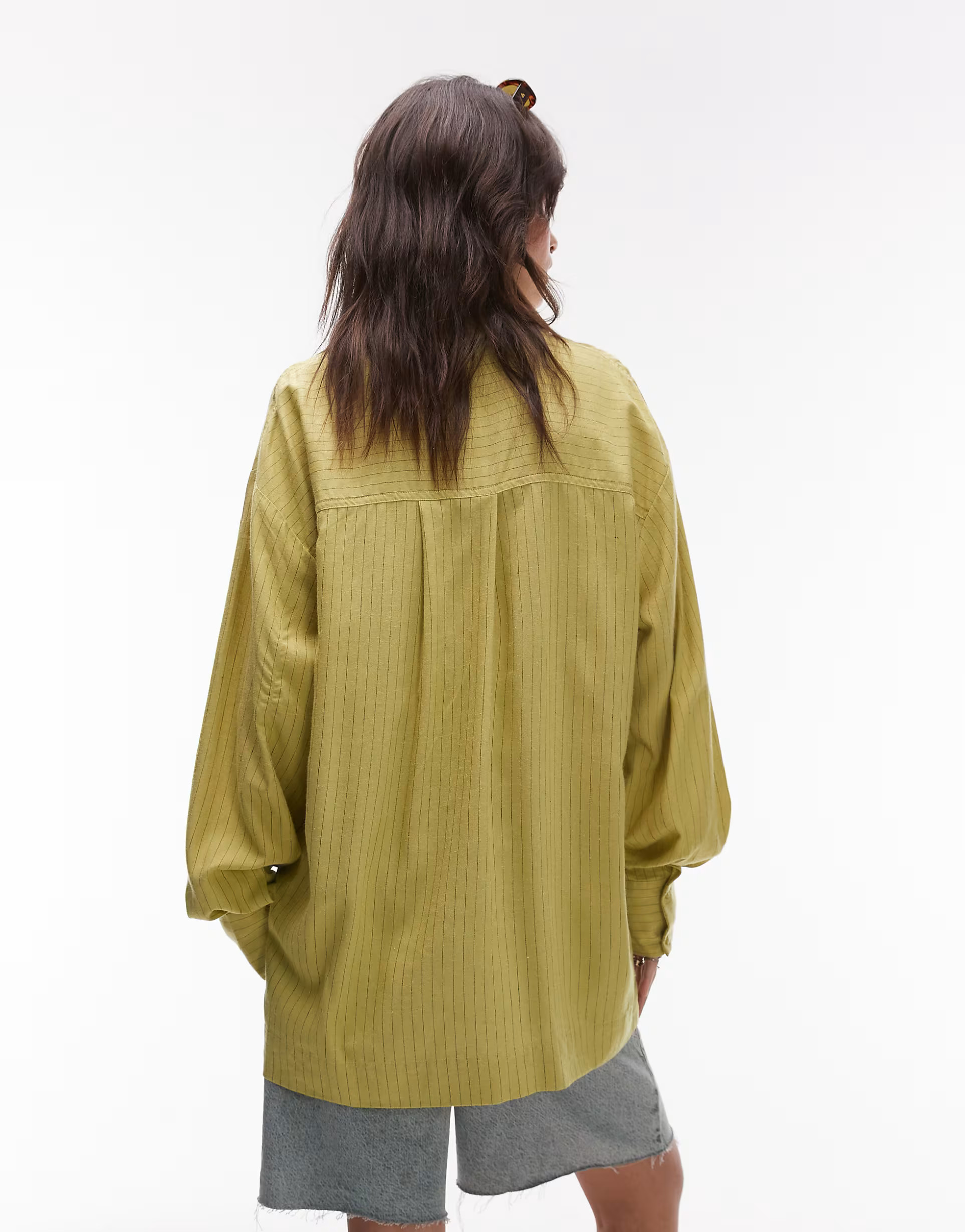 Topshop linen look shirt in green stripe | ASOS (Global)