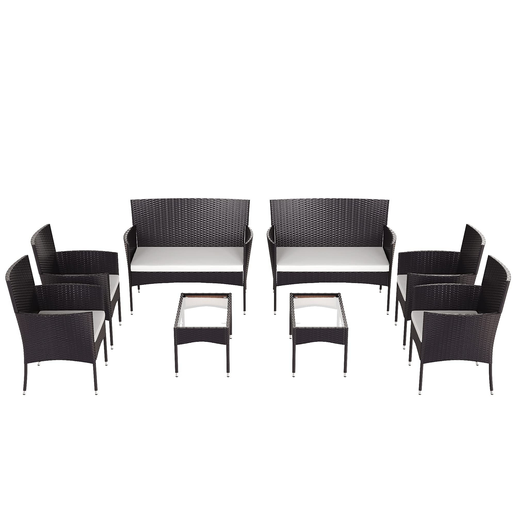 STARTOGOO 8 Pieces Rattan Furniture Set, Outdoor Wicker Patio Conversation Sofa w/Chair, Loveseat... | Amazon (US)