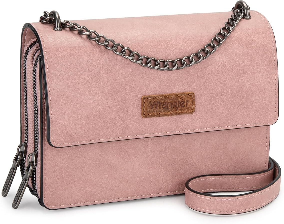 Wrangler Flap Crossbody Purse for Women Shoulder Bag Vintage Wallets with Chain Strap | Amazon (US)