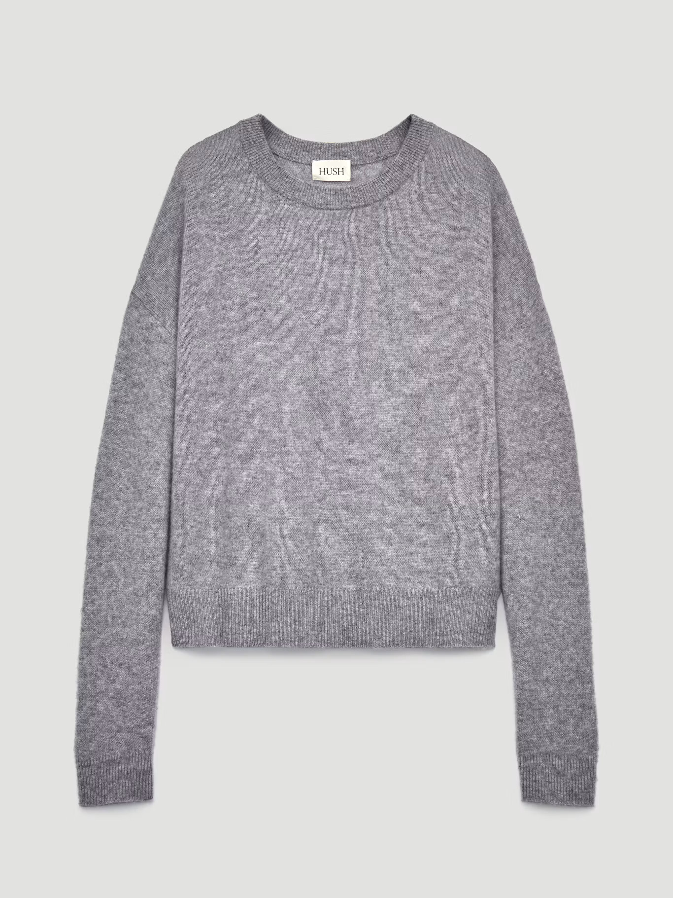 Avery Cashmere Crew Neck Jumper | Light Grey Marl | Hush UK