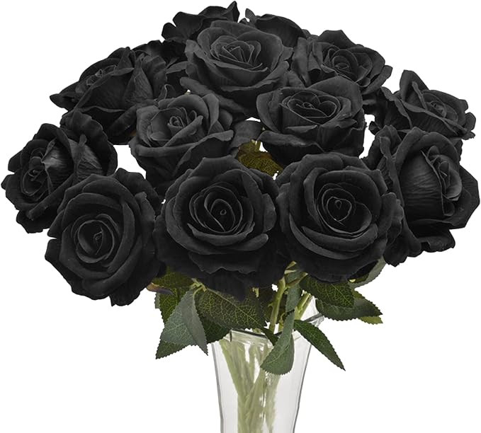 Avoik Artificial Flowers Rose Bouquet Black Fake Silk Flower Roses with Stem Realistic Rose Faux ... | Amazon (CA)