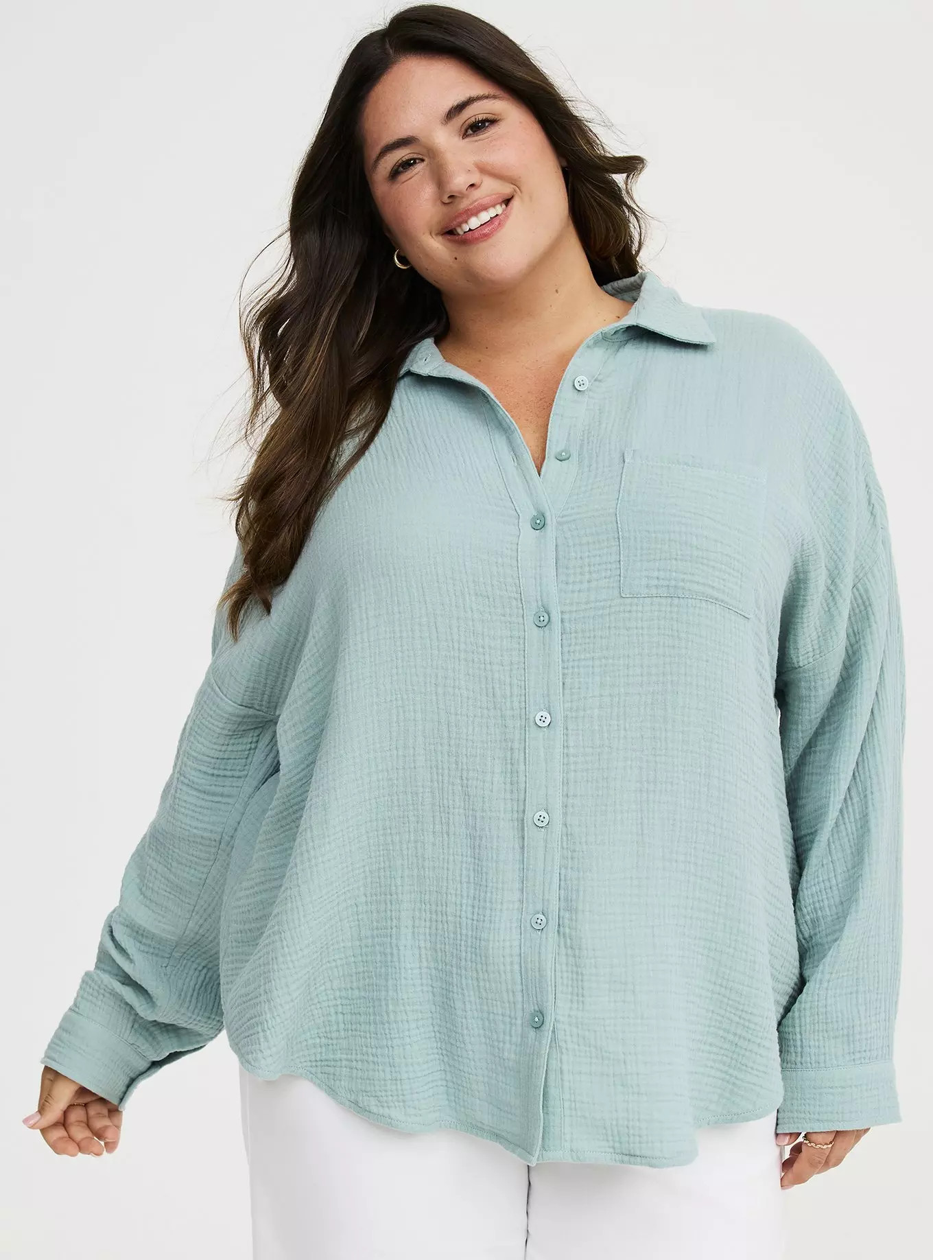 Cotton Gauze Drop Shoulder Shirt | Torrid (US & Canada)