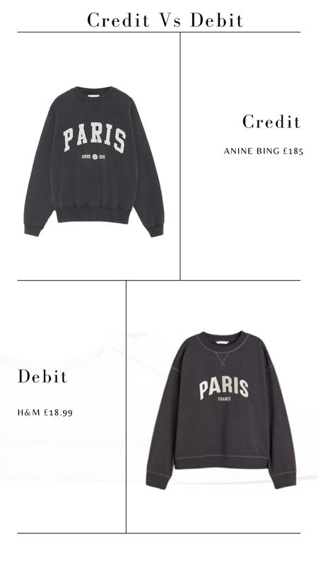 Credit Vs Debit 

Anine Bing Paris Sweatshirt, designer dupe

#LTKFind #LTKunder50