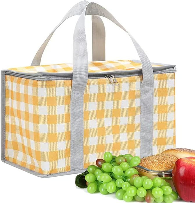 Insulated Bag Picnic Basket Bags Beach Bag Foldable Cooler Bag Reusable with Zippered top-for War... | Amazon (US)