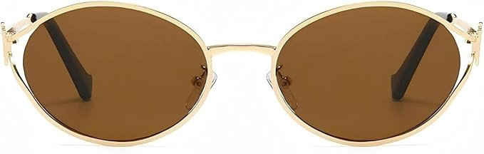 Women's Retro Oval Frame Sunglasses 90s Y2K Trend Round Sun Glasses | Amazon (US)