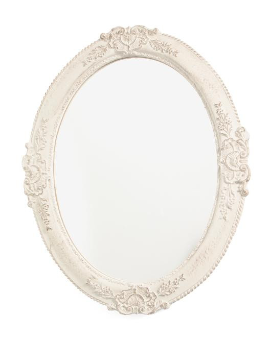 Made In Italy 17x21 Thick Ornate Border Oval Wall Mirror | TJ Maxx