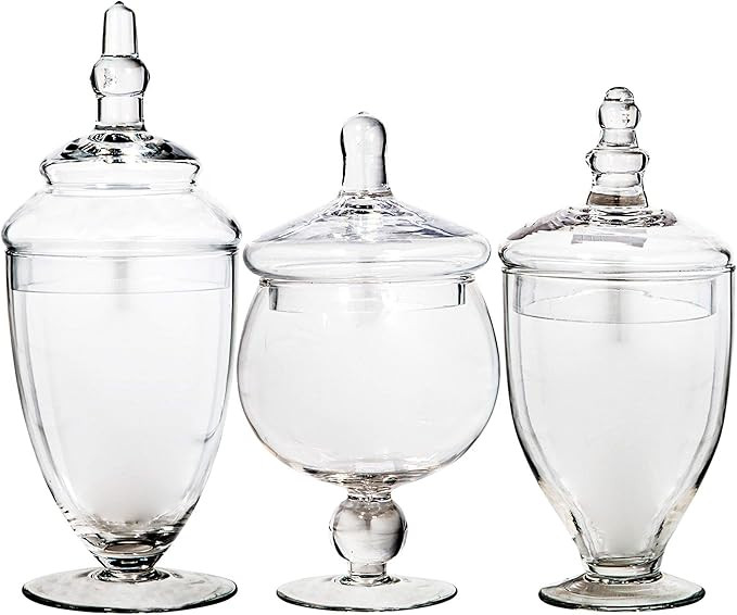 Small Apothecary Jars with Lids Set of 3, Home Essentials & Beyond, for Candy Buffet, Glass decor... | Amazon (US)
