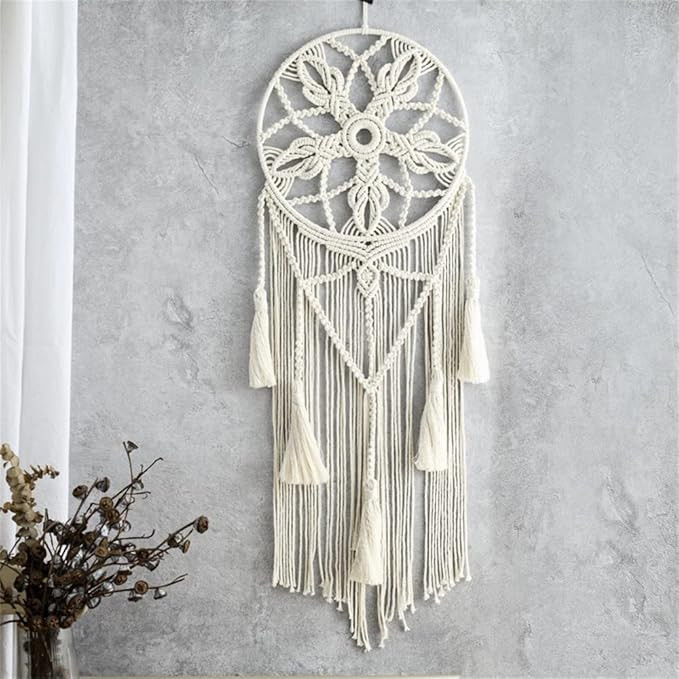 Dream Catcher Tapestry Boho Macrame Cotton Woven Handmade Bohemian Art with Tassel Craft Ornament... | Amazon (US)