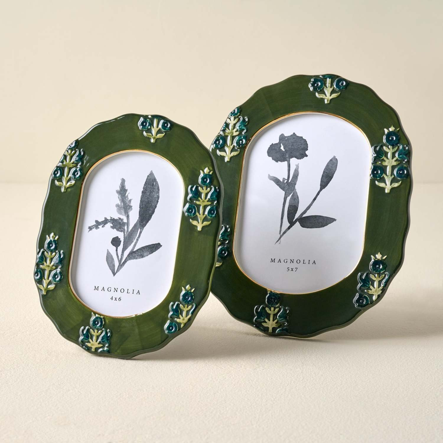Ceramic Block Print Photo Frame | Magnolia
