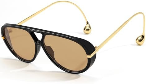 Trendy Oversized Aviator Sunglasses for Women Men Retro Big Round Sun Glasses Vintage Shield Shad... | Amazon (US)