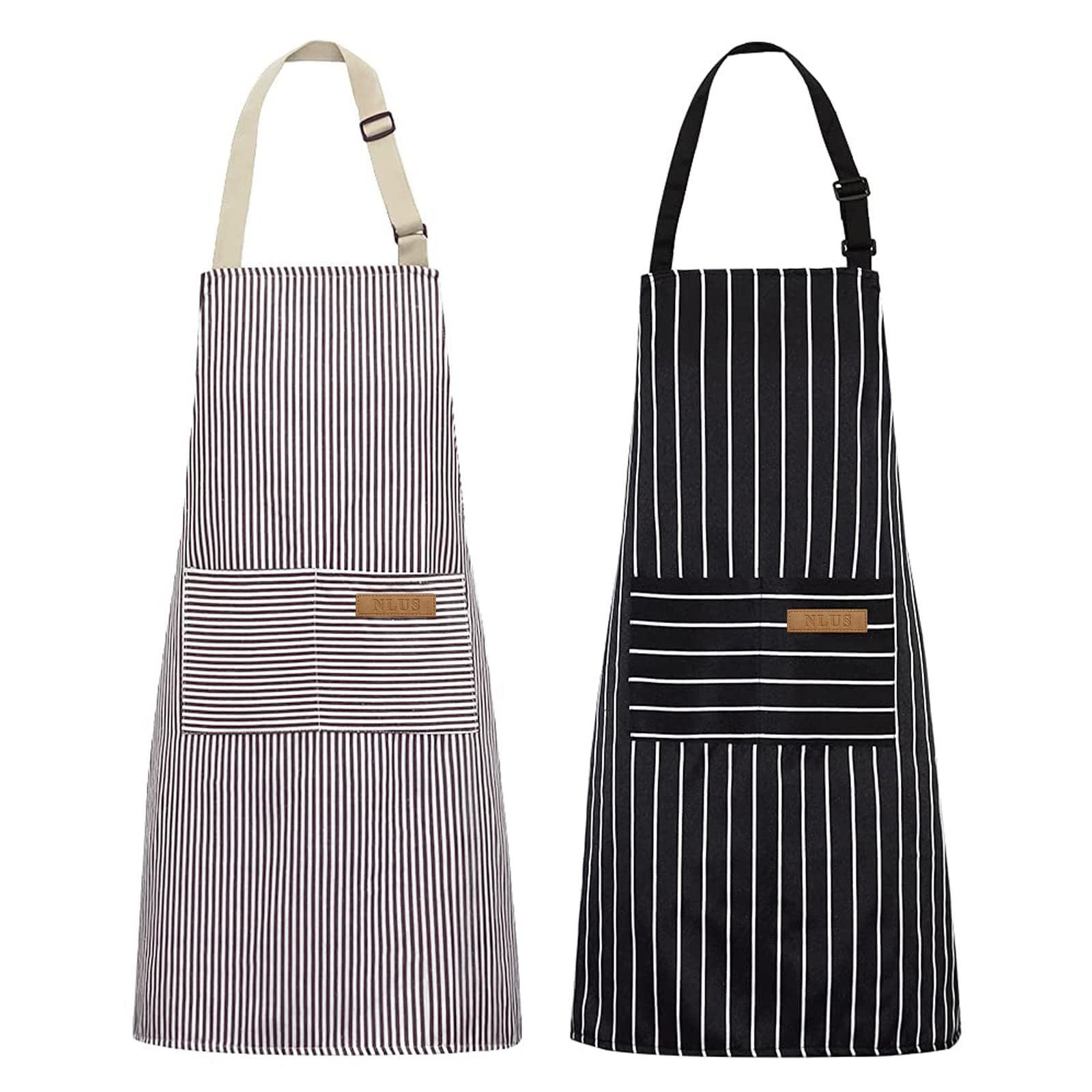 NLUS 2 Pack Kitchen Cooking Aprons, Adjustable Bib Soft Chef Apron with 2 Pockets for Men Women (... | Amazon (US)