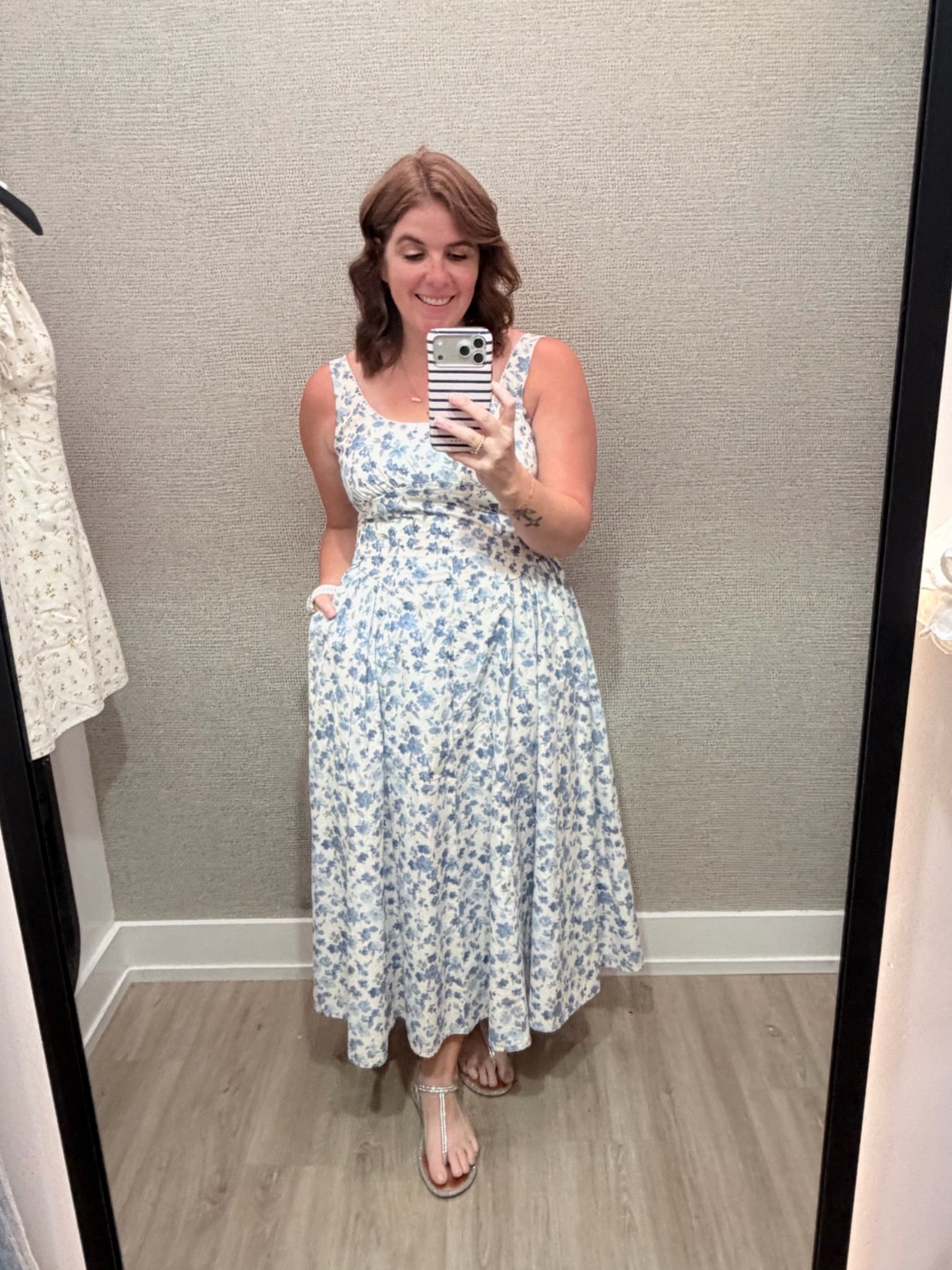 The cut of this dress is the same as the short yellow one and I want every dress with this cut! The dress runs TTS (I’m in a medium), comes in a few color options and you can dress this one up or down for any need!

#LTKootd #LTKMidsize #LTKOver40