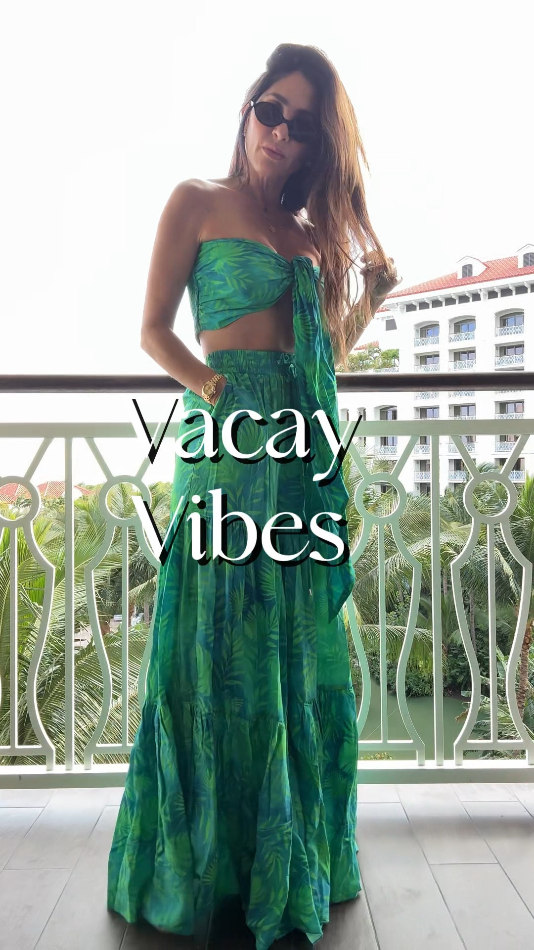 Starting with this tonal tropical print—
it just feels like vacation without trying too hard.

I love a good matching set,
and this one gives you that full maxi moment…
but it’s actually a pant set.

Elastic waist = easy, pull-on comfort,
and you can wear it exactly where you want it—your sweet spot.

The top is fully convertible,
so you can tie it a few different ways.

I love it loose and draped…
or switched into a halter for a totally different vibe.

It’s one of those looks that feels effortless but pulled together—
whether you’re actually on vacation…
or just dressing like you are. 

#LTKootd #LTKOver40 #LTKgrwm