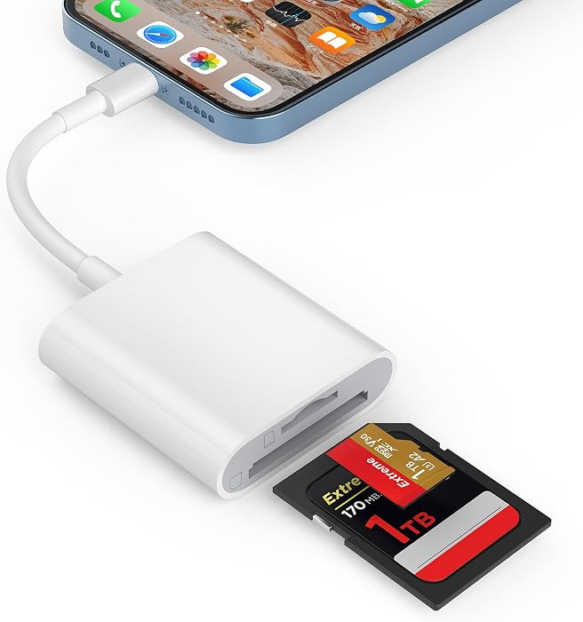 SD Card Reader, Memory Card Reader for iPhone 14/14 Pro Max/13/12/11/XS/XR Dual Slot for SD/TF Ca... | Amazon (US)