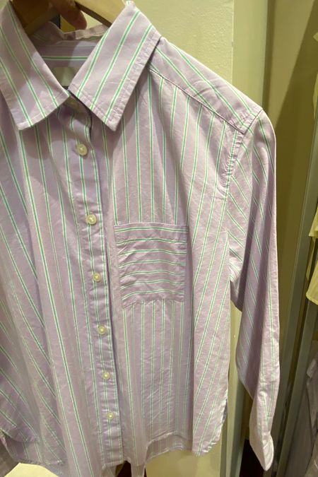 Spring outfit. Button down shirt. Nice cotton material and cut. I like the color combo with the stripes. 

#LTKfindsunder50 #LTKover40 #LTKsalealert