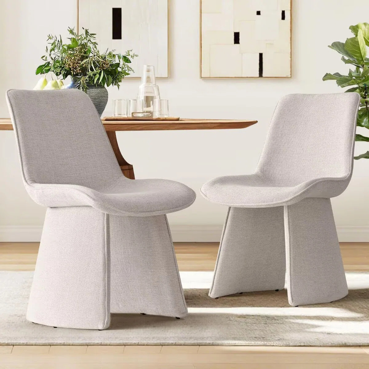 Modern Upholstered Dining Chair with Curved Back (Set of 2) | Wayfair North America