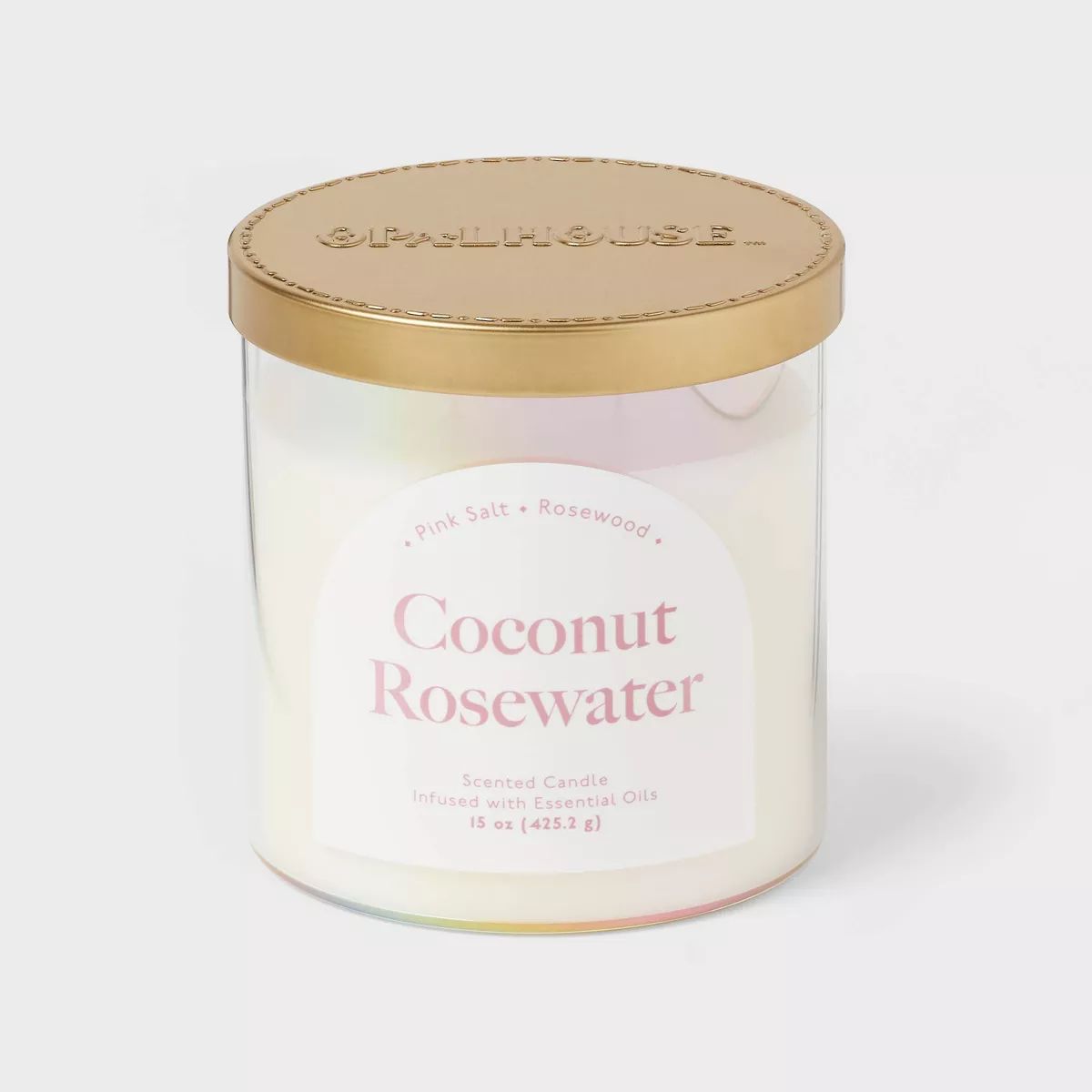 2-Wick 15oz Glass Jar Candle with Iridescent Sleeve Coconut Rosewater - Opalhouse™ | Target