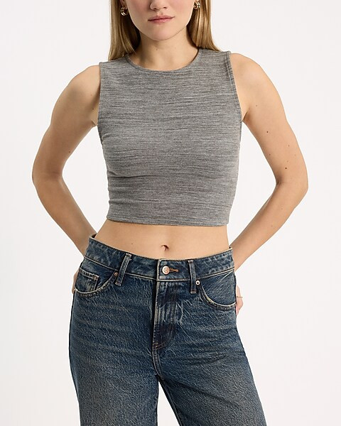 Body Contour Cozy Crew Neck Cropped Tank | Express