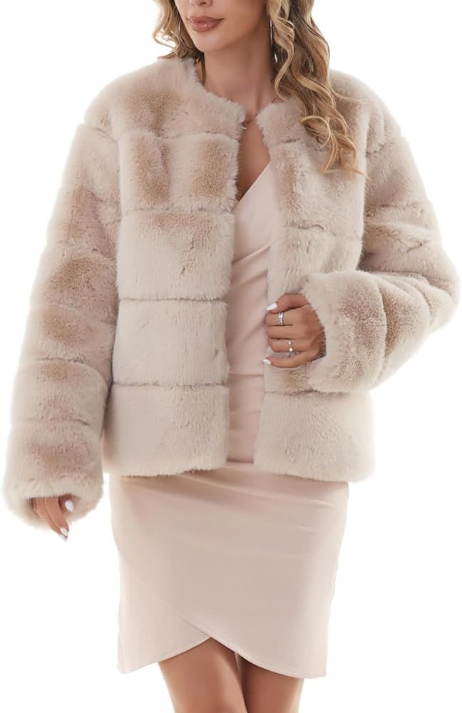 QUENTY PIELIES Faux Fur Coat Women’s Jacket Winter Long Sleeve Overcoat Warm | Amazon (US)