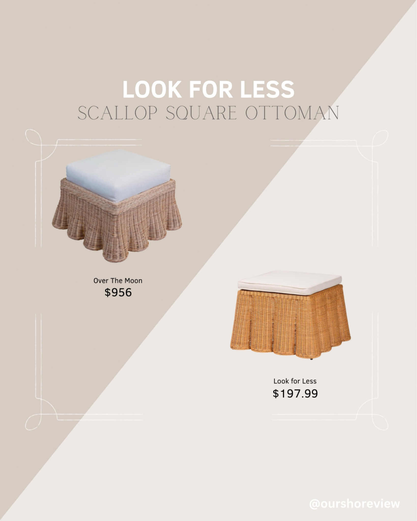 This rattan scallop ottoman is definitely giving Serena and Lily vibes. The designer version is beautiful but there is a dupe at a fraction of the cost. Would look great at the foot of a chair or in a pair for extra seating. 


Cottage style, lake style, scallop furniture, rattan furniture, 

#LTKHome #LTKSaleAlert #LTKStyleTip