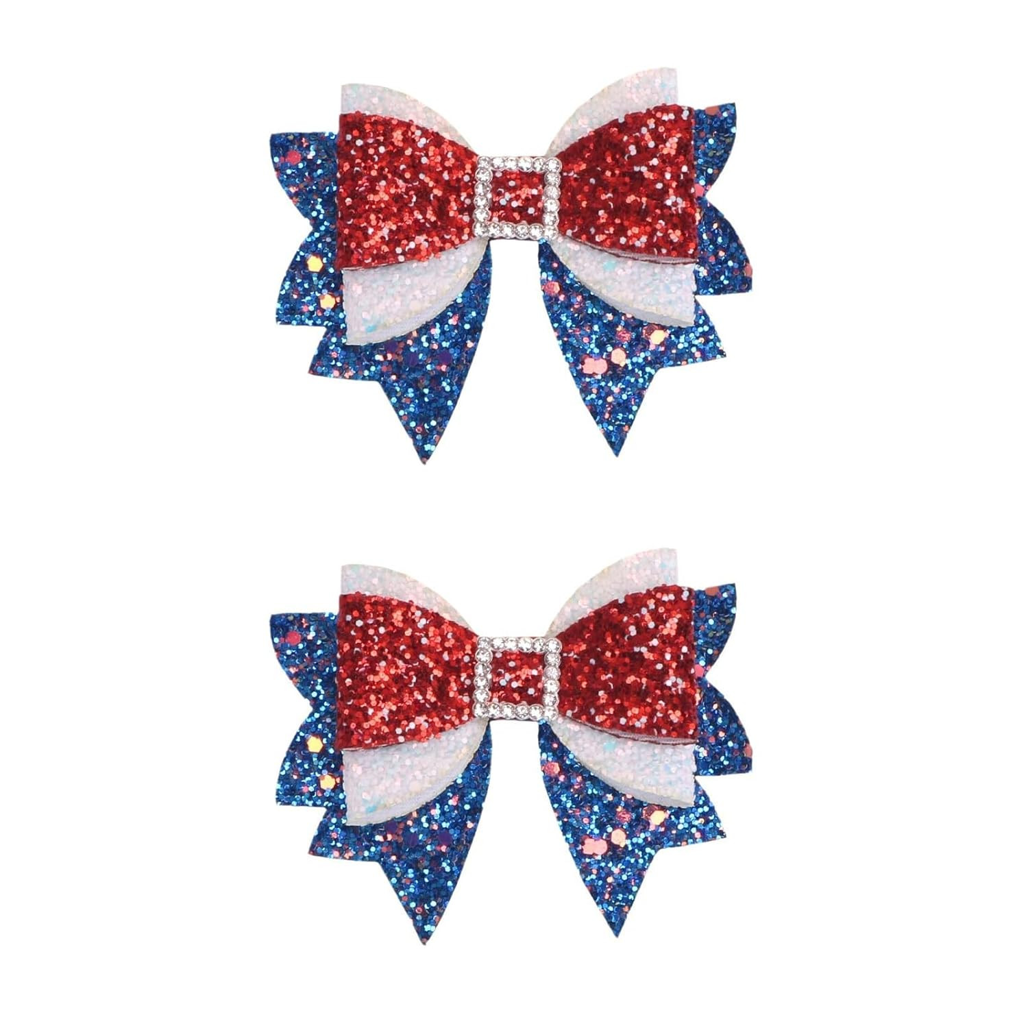 4th of July Patriotic Hair Bows Alligator Clip For Girls Glitter Sparkly Red White Blue Sequin Ch... | Amazon (US)