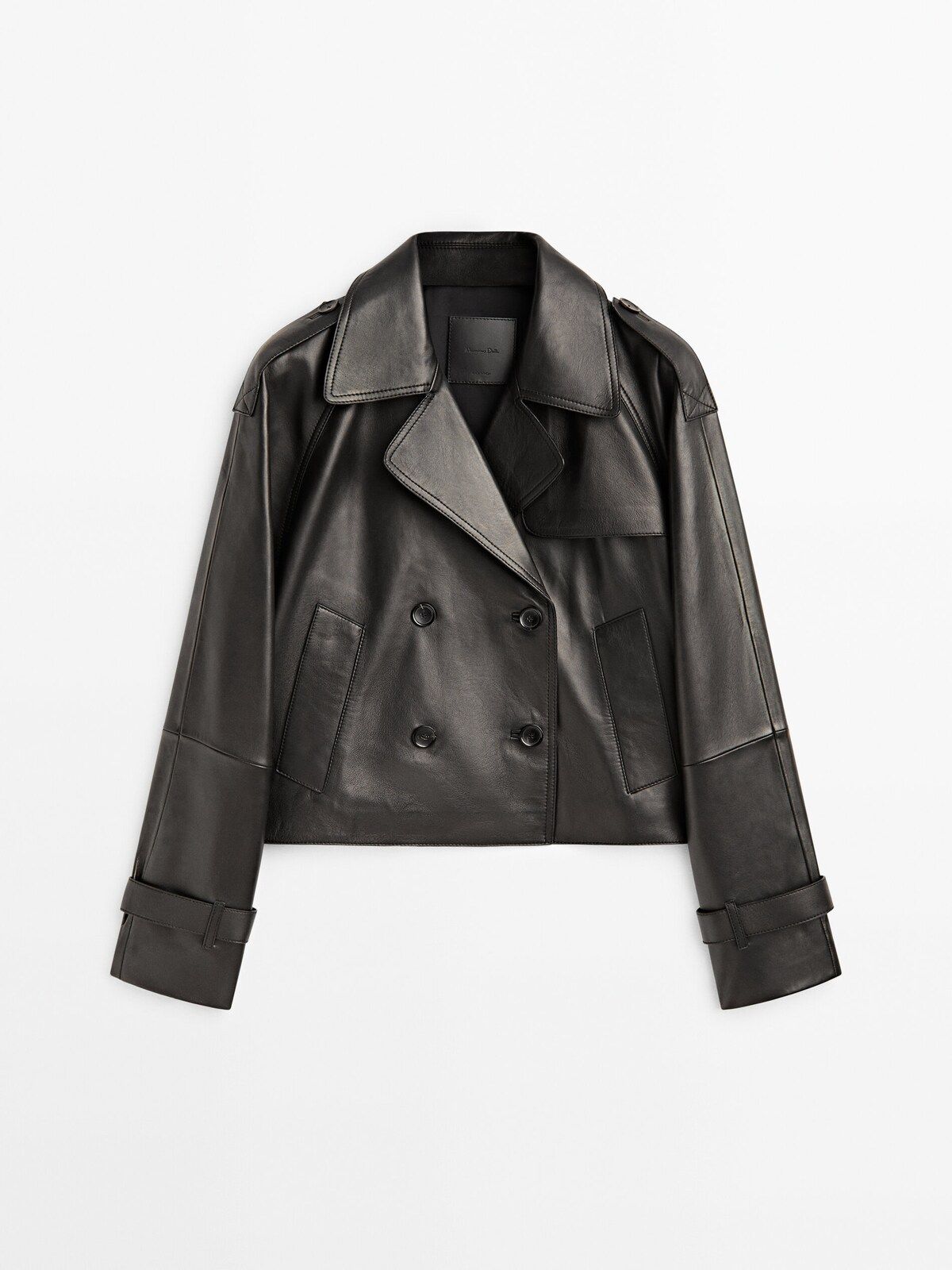 Cropped nappa leather trench coat | Massimo Dutti DE