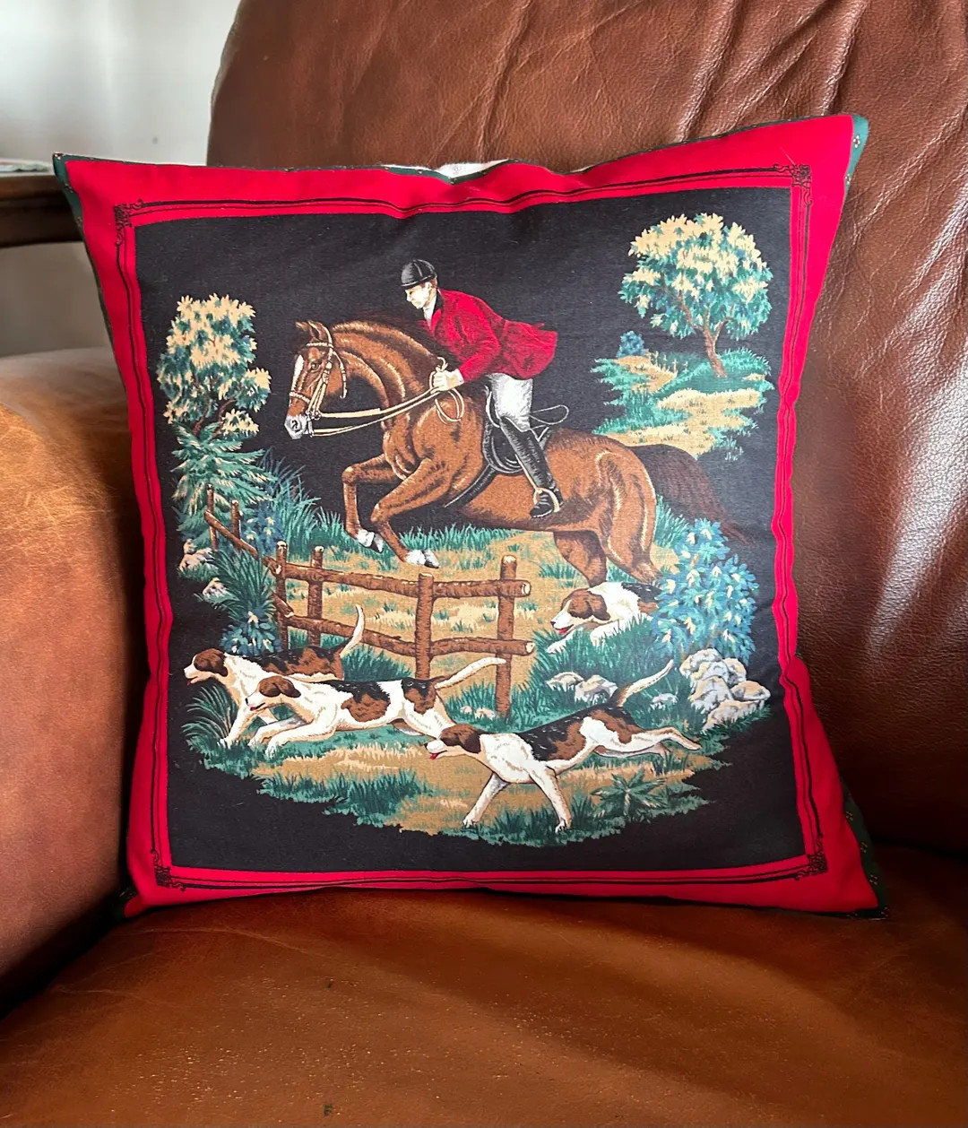 Horse Fox Hunting Pillow Cover, Equestrian Decor - Etsy | Etsy (US)