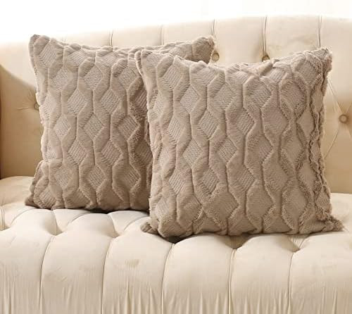 Volcanics Pack of 2 Faux Wool Throw Pillow Covers 20x20 Inches Decorative Farmhouse Velvet Couch ... | Amazon (US)