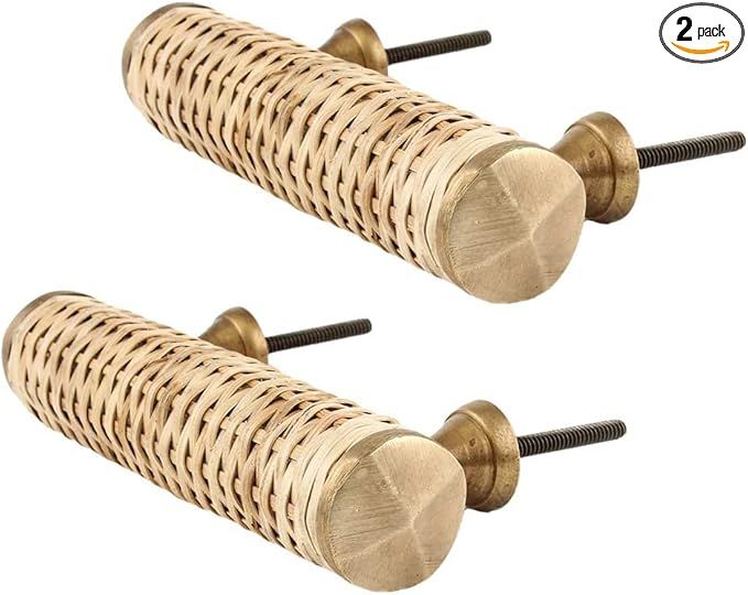 Indian Shelf Decorative Brass Rattan Drawer Pulls Boho Wooden Cabinet Handles Unique Dresser Door... | Amazon (US)