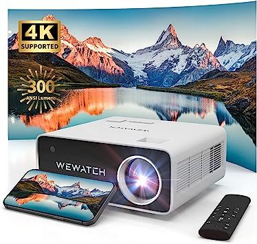 Movie Projector 4K Native 1080P, WEWATCH V51P 4K Support Video Projector with WiFi and Bluetooth ... | Amazon (US)