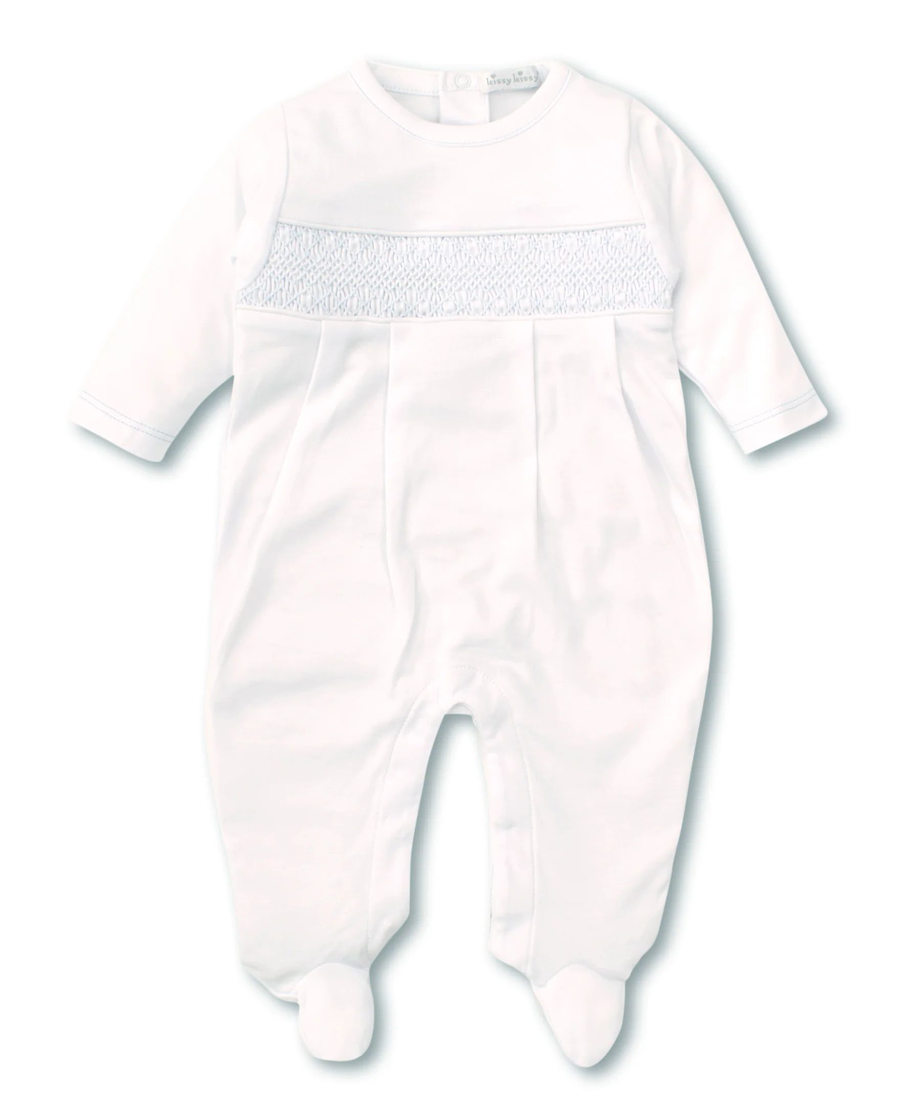 Hand Smocked CLB Charmed White Footie | Kissy Kissy