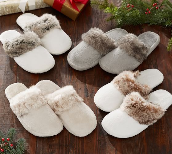 Faux Fur Slippers | Pottery Barn (US)
