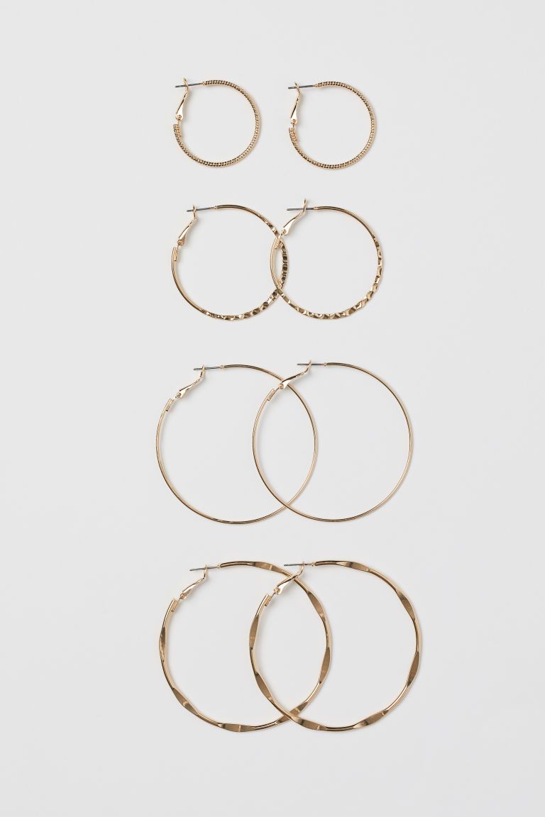 H & M - 4 Pairs Hoop Earrings - Gold | H&M (US)