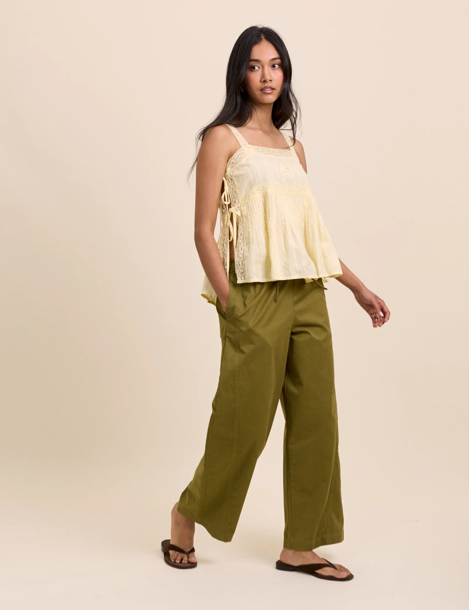 Green Barrel Leg Trousers | Nobody's Child