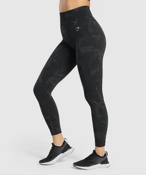 Gymshark Adapt Camo Seamless Leggings - Savanna | Black | Gymshark (Global)