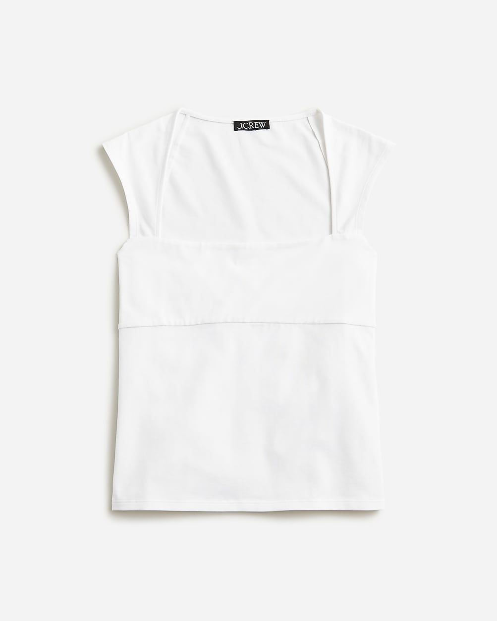 Squareneck cap-sleeve top in stretch cotton blend | J.Crew US