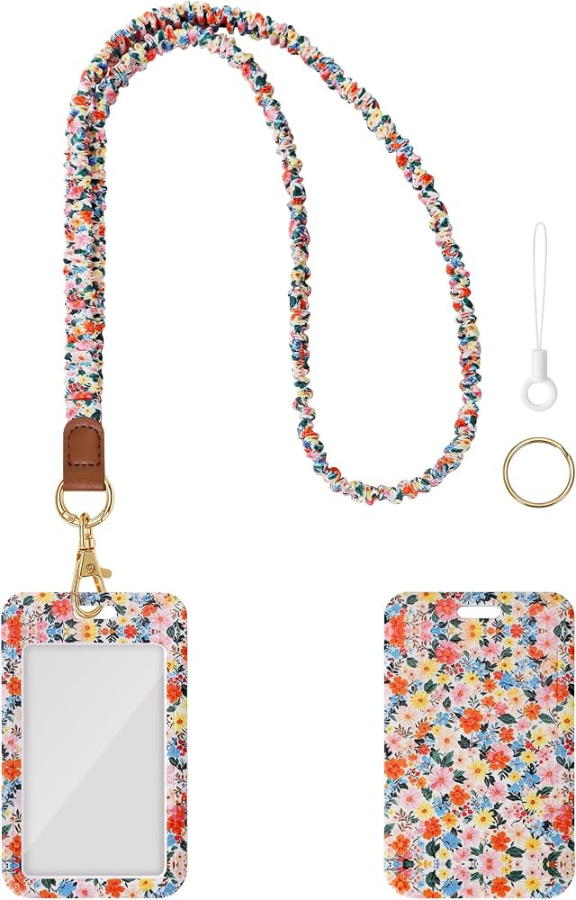 Slim Scrunchie Teacher Lanyard for Women, ID Badge Holder, keys | Amazon (US)