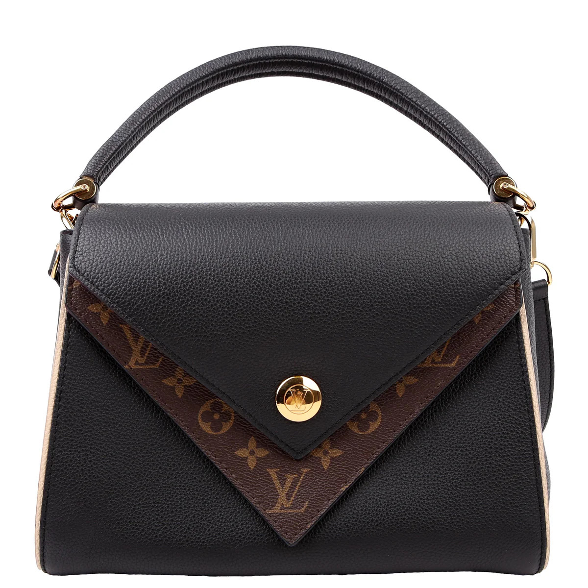 Double V Leather Black | Keeks Designer Handbags