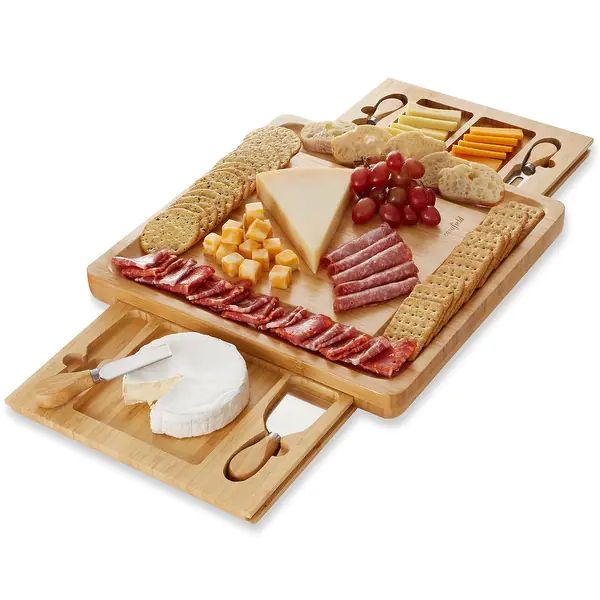 Bamboo Cheese Board Gift Set with 2 Trays and 4 Knives by Casafield - Natural | Bed Bath & Beyond
