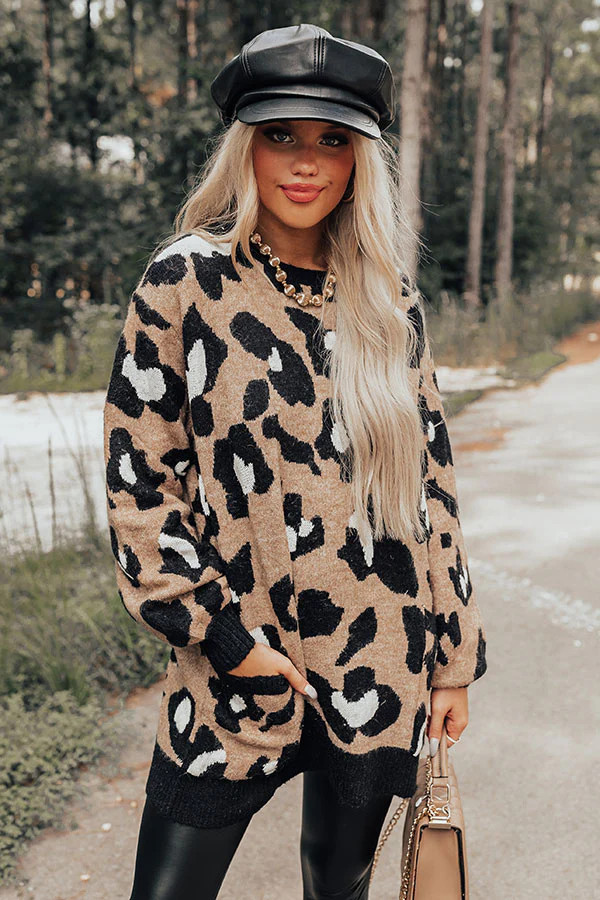 Starts With Love Leopard Sweater In Mocha • Impressions Online Boutique | Impressions Online Boutique