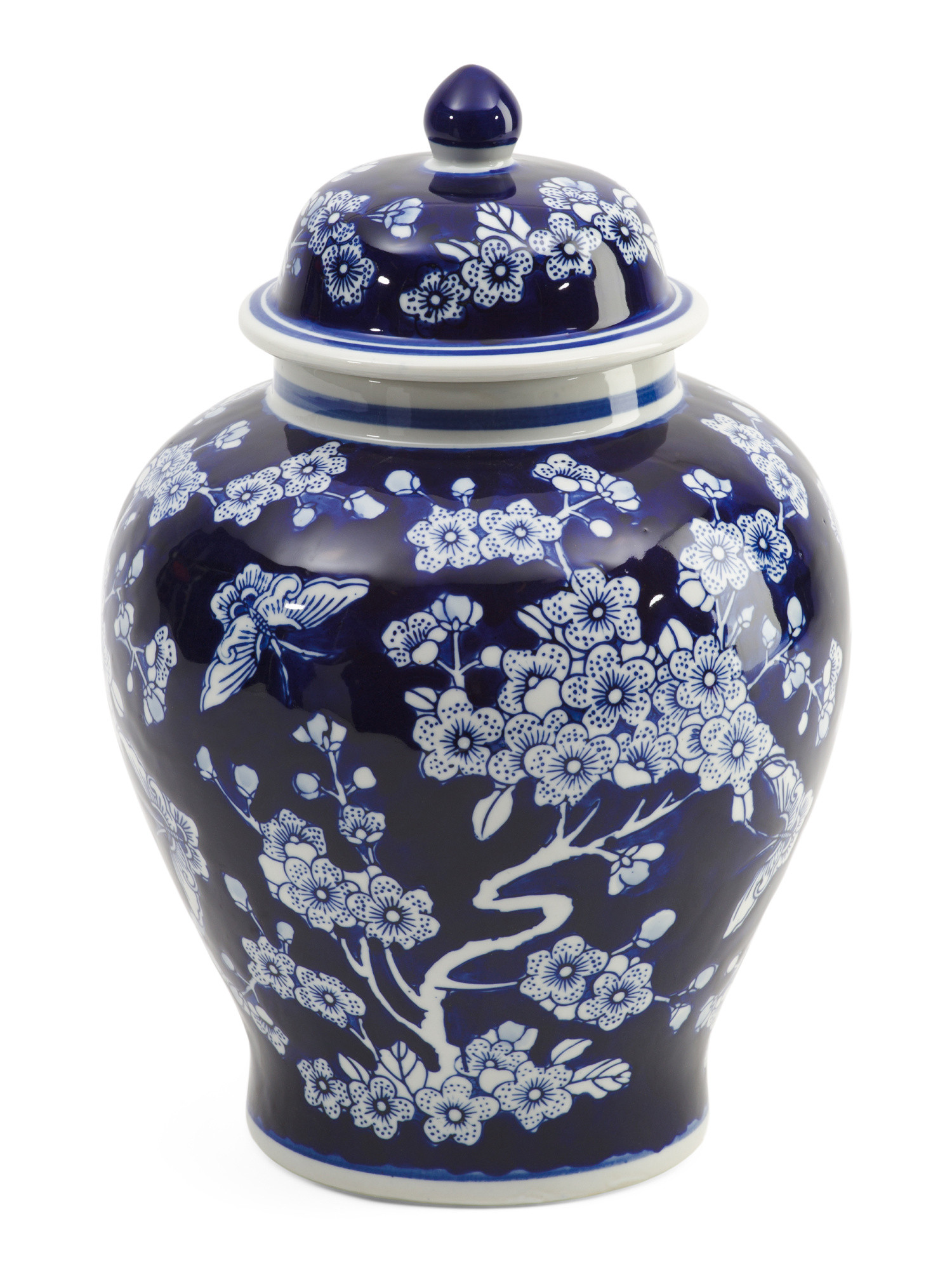12in Ceramic Blossom Cluster Chinoiserie Jar With Lid | Home | Marshalls | Marshalls