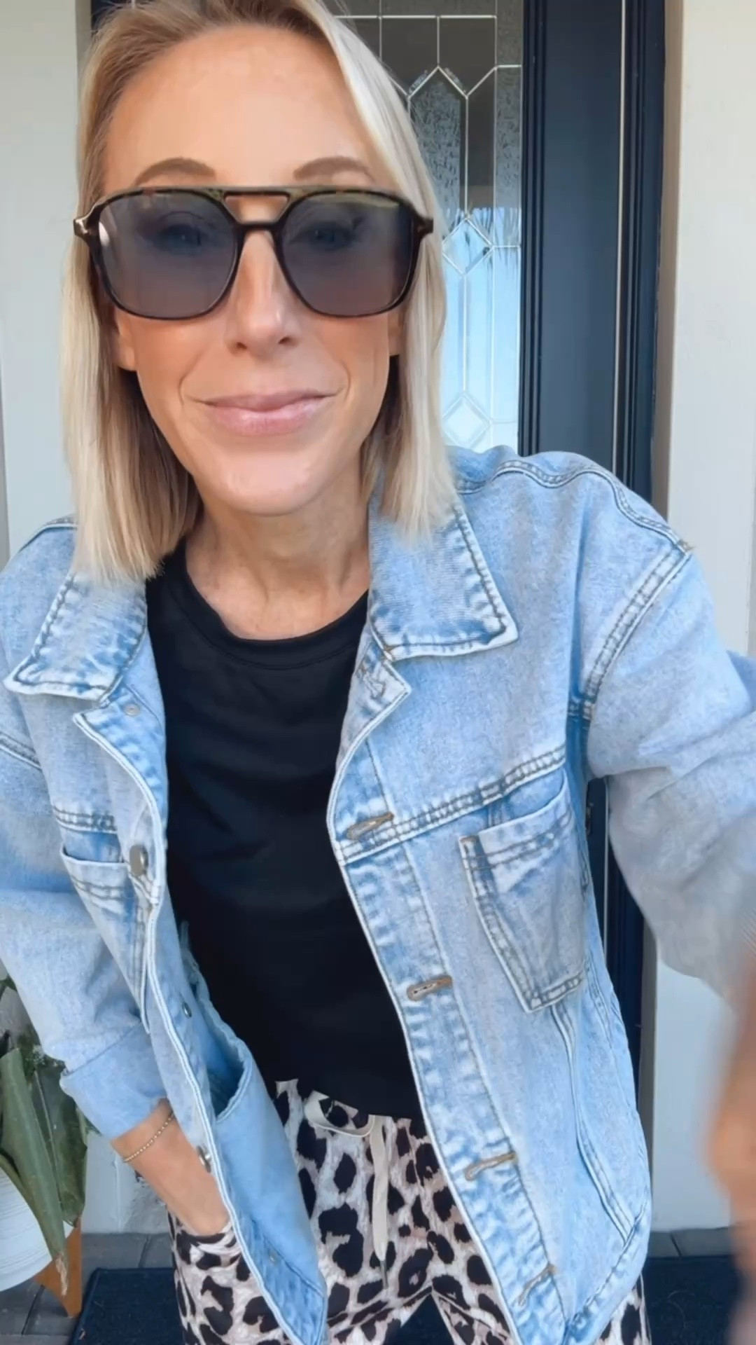 My bus stop ootd:
• Leopard pants 2 piece set (comes with the black top!) - size small.
• Jean jacket - size small (oversized fit).
• sandals - tts  

#LTKSeasonal #LTKootd #LTKOver40