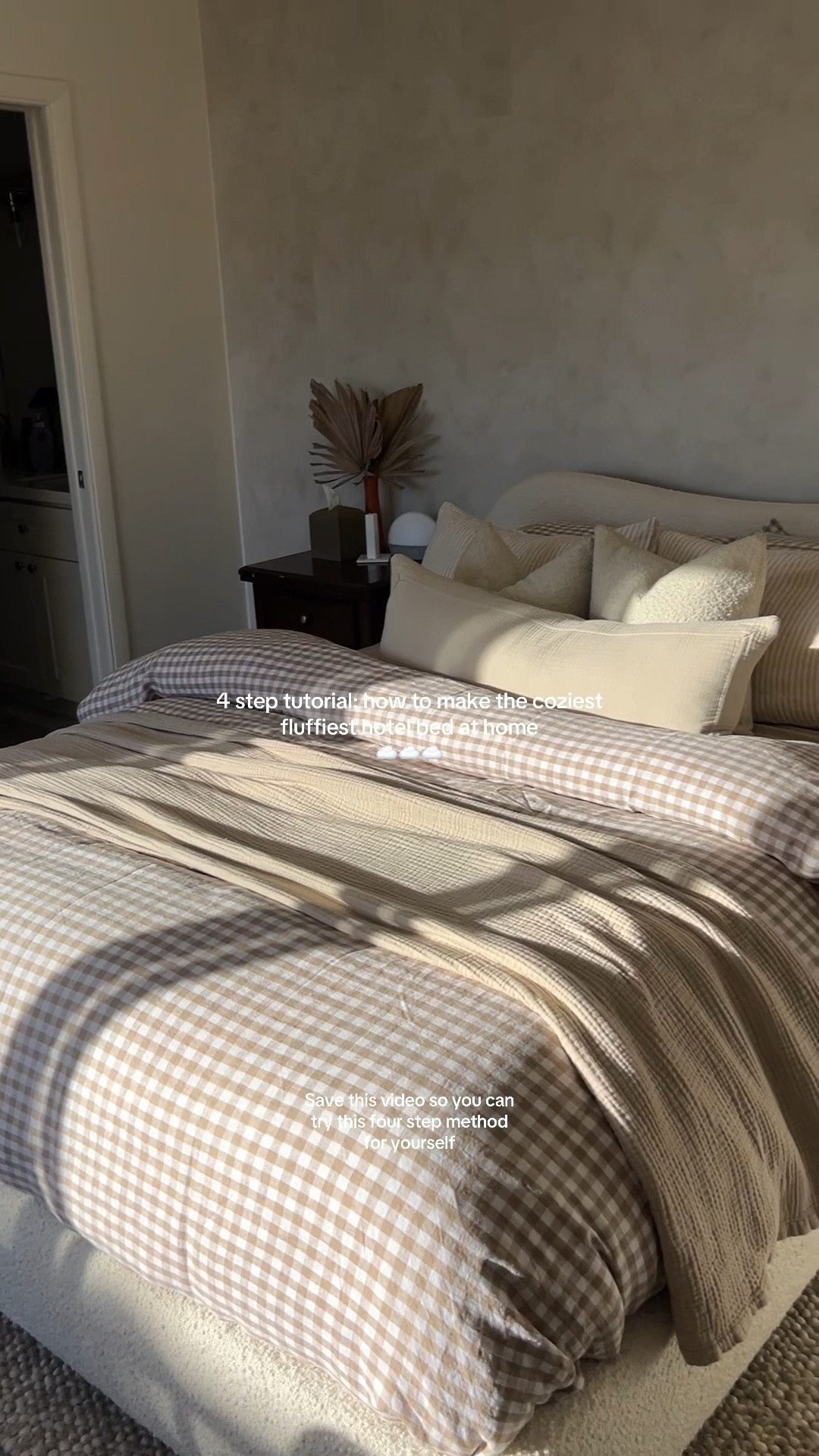 My tried and true 4 step bed making tutorial for the coziest fluffiest hotel bed at home 

Save this for cozy fall bedding inspo!!

Make sure to order a duvet insert one size larger than the cover. This gives your duvet that plush fluffy look

All of organic modern neutral bedding is from quince, my bedframe is wayfair and the boucle pillow covers + down duvet insert are from Amazon

I’ve found bamboo sheets to be the best cooling sheets for hot sleepers. This down duvet insert is the all season weight and it’s the fluffiest duvet on Amazon 


Organic modern home, organic modern bedding, neutral bedding, fall bedding inspo, Amazon bedding sets, fluffy duvet hack, quince linen bedding, bed making tutorial 

#LTKSeasonal #LTKStyleTip #LTKHome