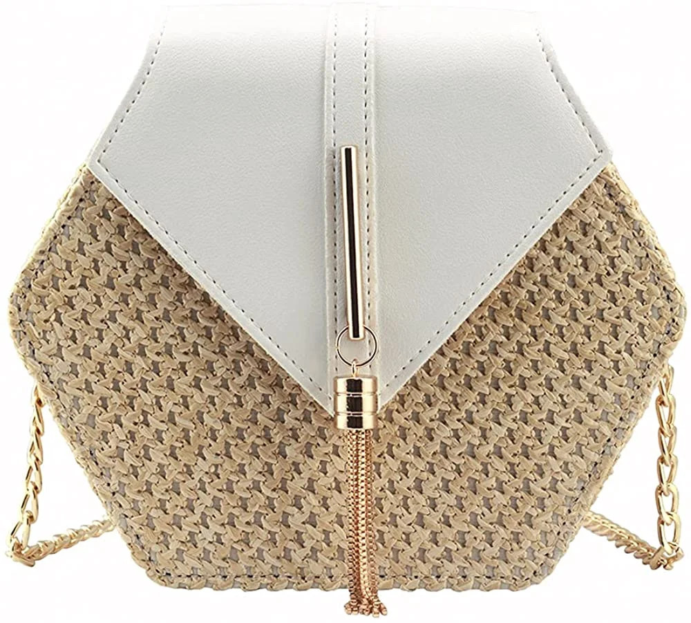 Women's Crossbody Bag Cute Straw Shoulder Bag Woven Summer Clutch Purses Geometry Style Handbag 2... | Walmart (US)