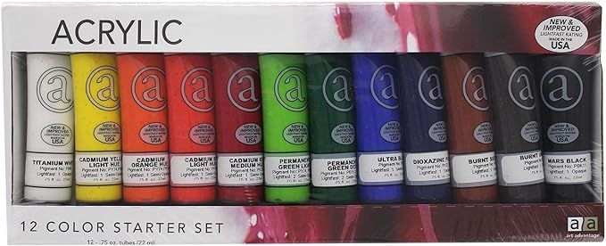 Art Advantage 3/4-Ounce Tube Acrylic Paint Set, 12 Colors | Amazon (US)