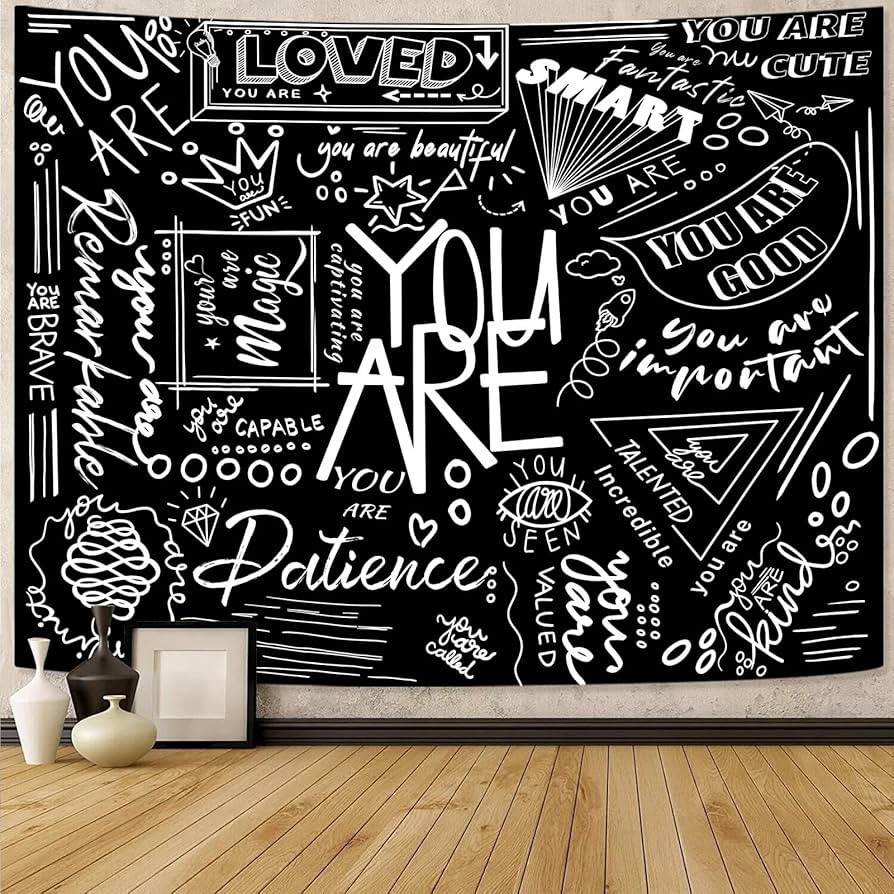 Fungarth Quote You Are Tapestry Black and White Classroom Kids Tapestries Wall Hanging Inspiratio... | Amazon (US)